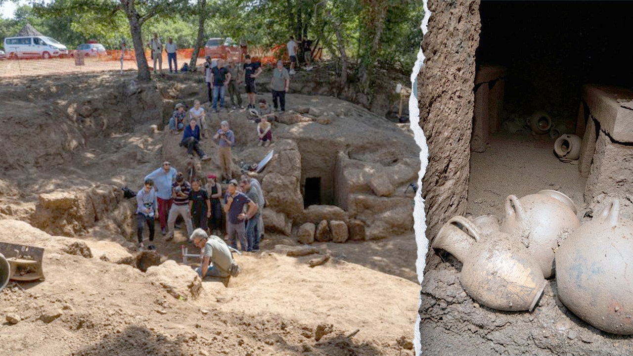 Scavo archeologico italiano con ritrovamenti
